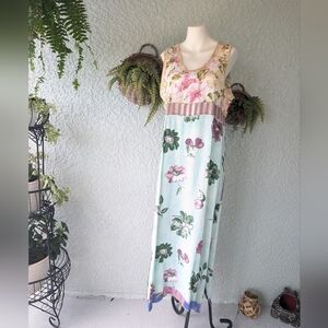 Vintage‎ Nothing Matches Cream Maxi Sundress Patch Work Dress Size Sm